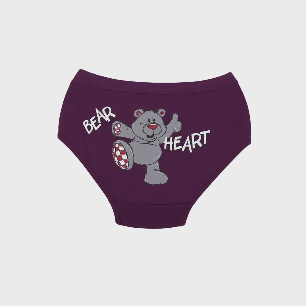 شورت زنانه اسلیپ نخی کش پهن طرح Bear Heart سایز XL بانوسا