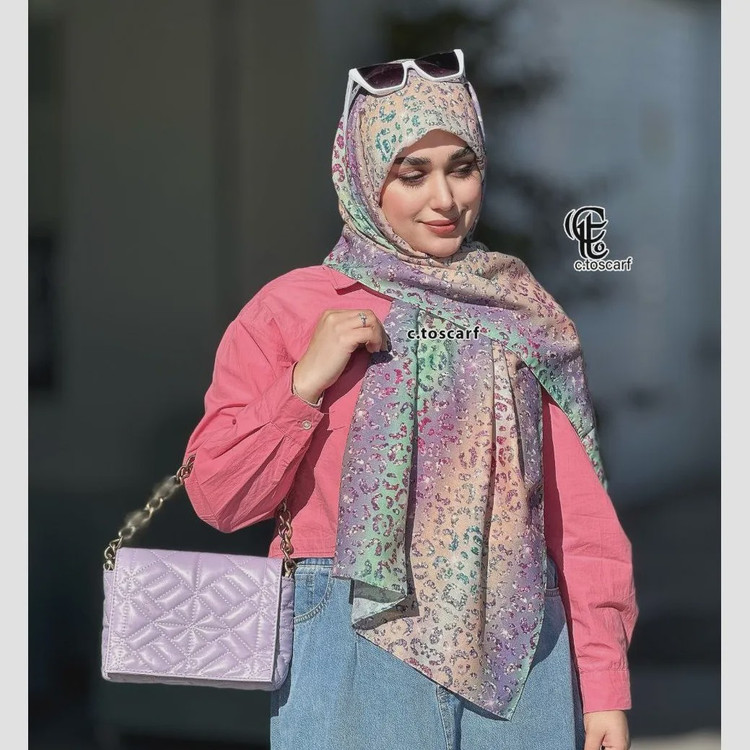 شال نخ کاستوم طرح آنجل رنگ گلبهی قواره 200 70