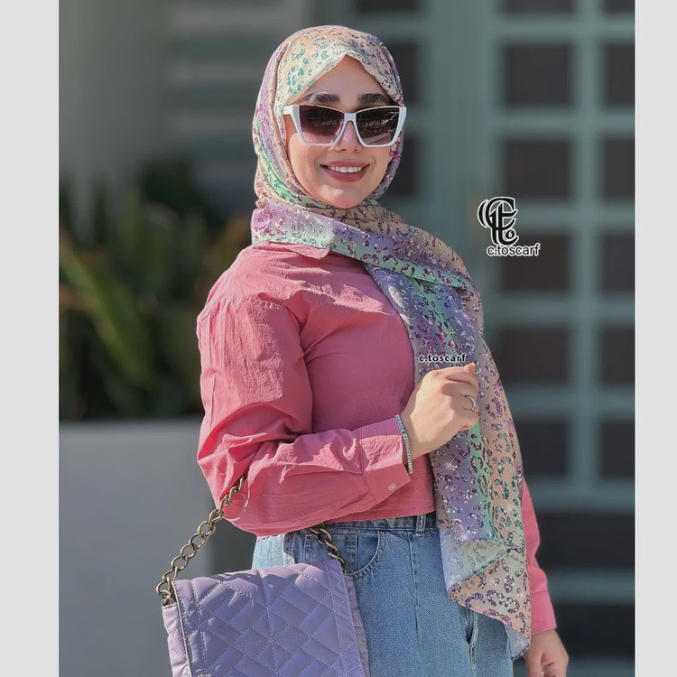 شال نخ کاستوم طرح آنجل رنگ گلبهی قواره 200 70