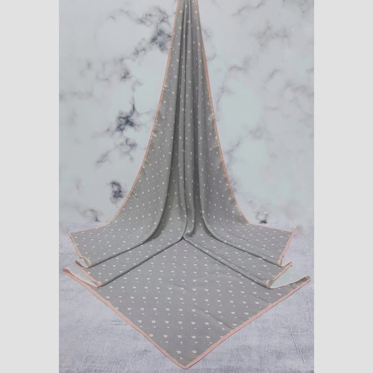روسری نخ کاستوم طرح شکوفه بهاری خال خالی ریز قواره بزرگ 140x140