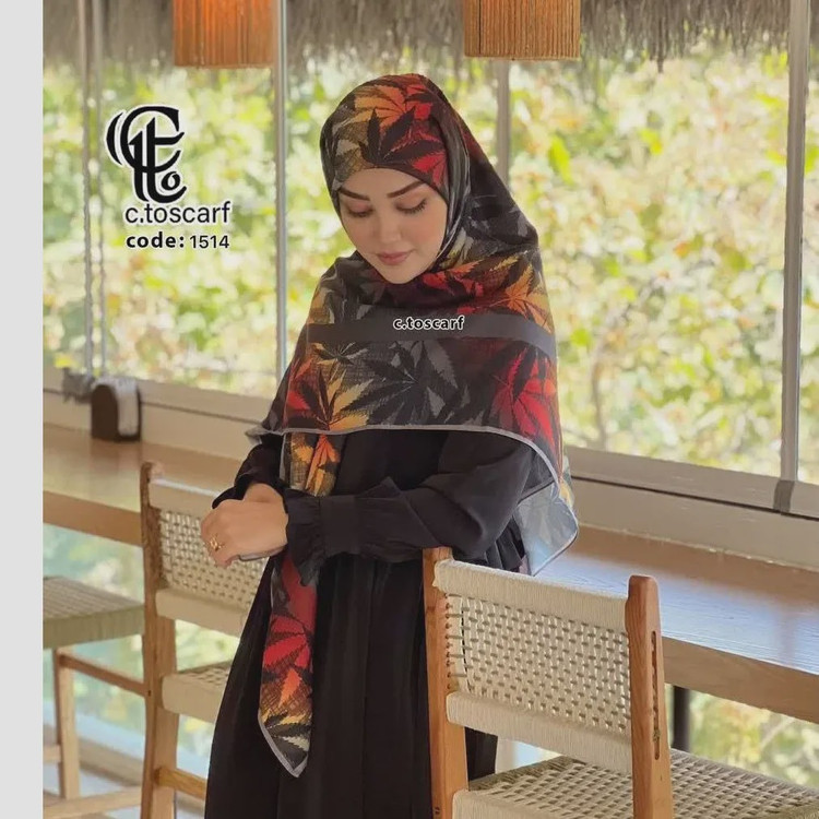 روسری نخ کاستوم طرح گلمهر قواره 140 سانتی متر چرخ دوز مزونی