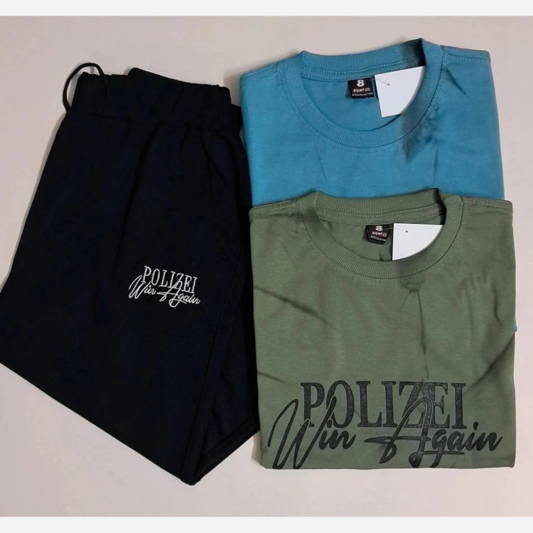 ست تیشرت و شلوارک پسرانه طرح polizei جنس پنبه لاکرا و دورس (2)