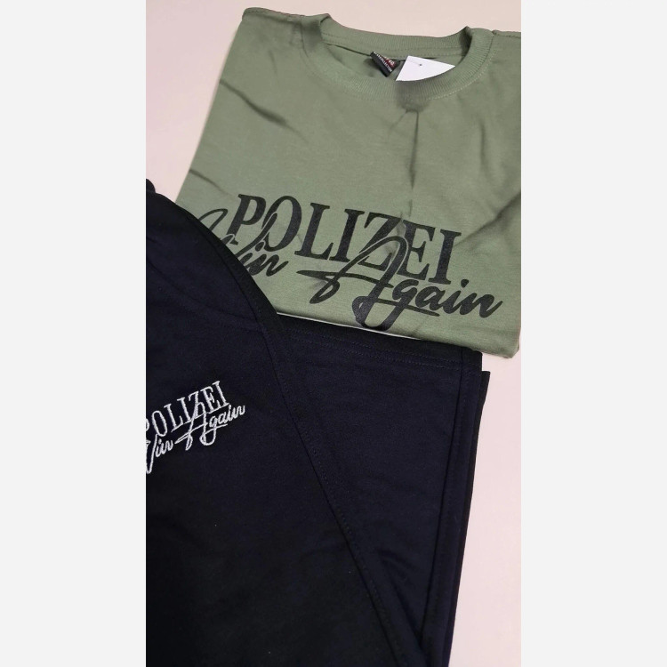 ست تیشرت و شلوارک پسرانه طرح polizei جنس پنبه لاکرا و دورس (2)