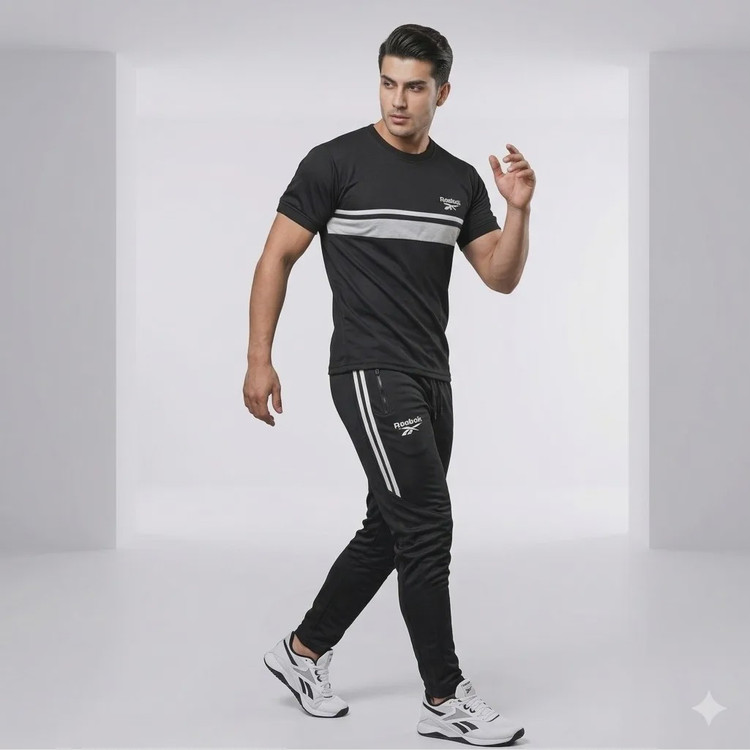 ست تیشرت و شلوار مردانه مدل REBOB جنس مولینه رنگ مشکی سایز L تا 2XL