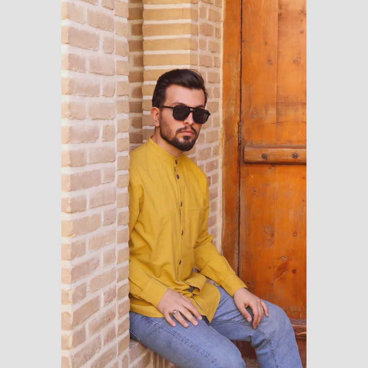 پیراهن مردانه الیاف طبیعی 100 درصد پنبه مدل تمام دکمه مچ دار رنگ خردلی