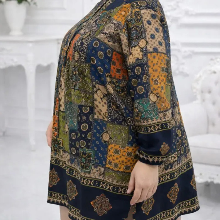 تونیک بیگ سایز زنانه طرح چهل تیکه ن نخ اندونزی خنک سایز بزرگ (2)