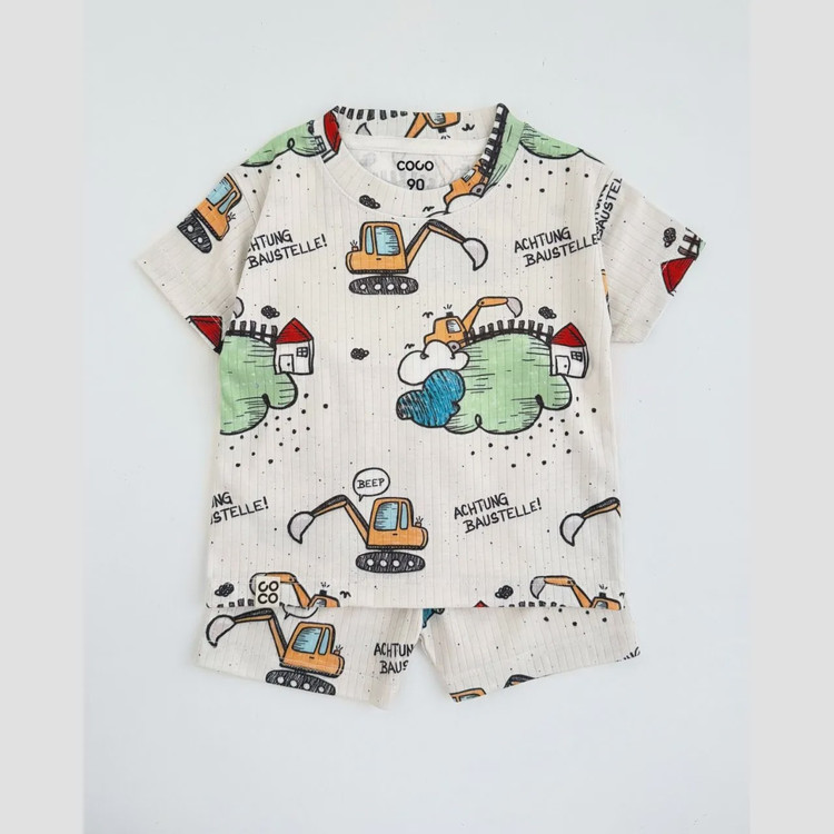 ست تیشرت و شلوارک پسرانه نخ و پنبه کبریتی مناسب 1 تا 8 سال