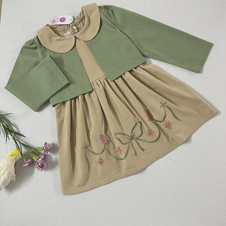 کت و سارافون دخترانه گلدوزی شده مناسب 3 تا 7 سال با طراحی خاص و دوخت تمیز