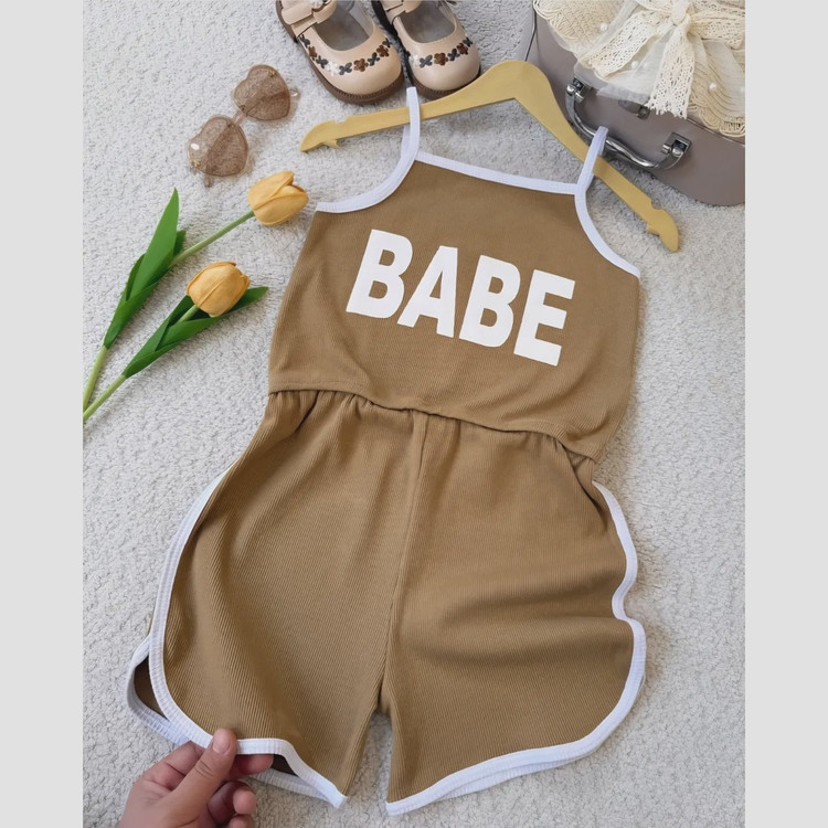 رمپر دخترانه پنبه کبریتی مدل BABE در 4 رنگ سایز 2 تا 9 سال