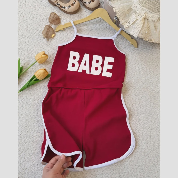 رمپر دخترانه پنبه کبریتی مدل BABE در 4 رنگ سایز 2 تا 9 سال