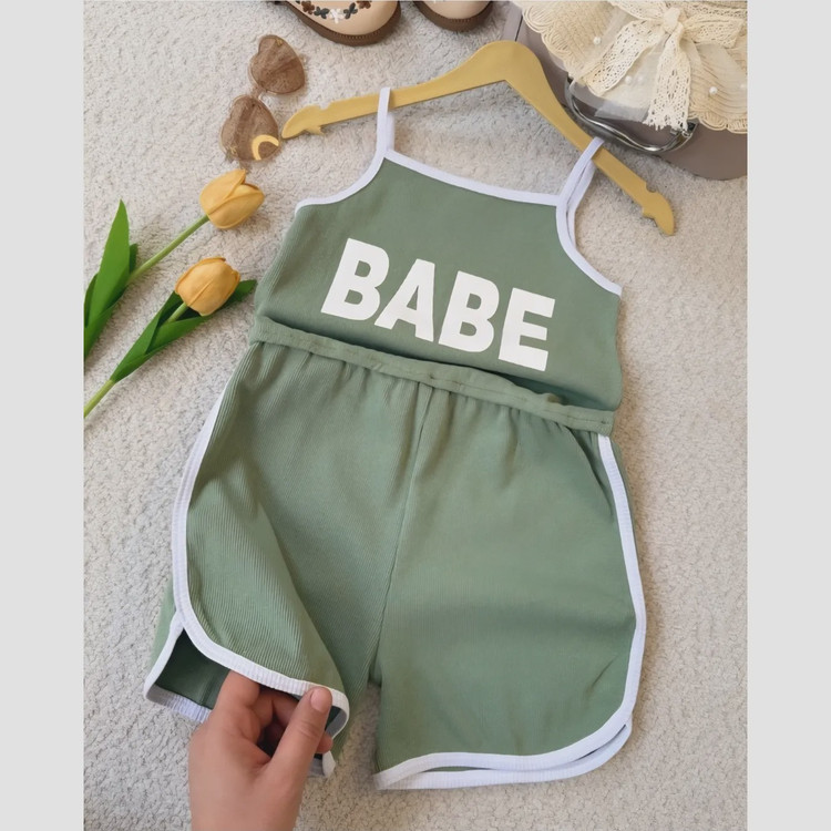 رمپر دخترانه پنبه کبریتی مدل BABE در 4 رنگ سایز 2 تا 9 سال