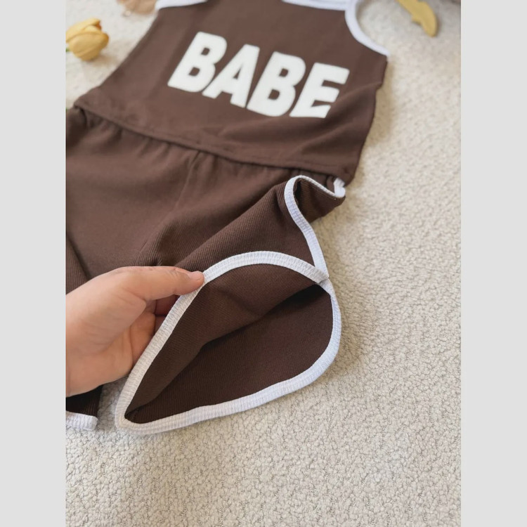 رمپر دخترانه پنبه کبریتی مدل BABE در 4 رنگ سایز 2 تا 9 سال