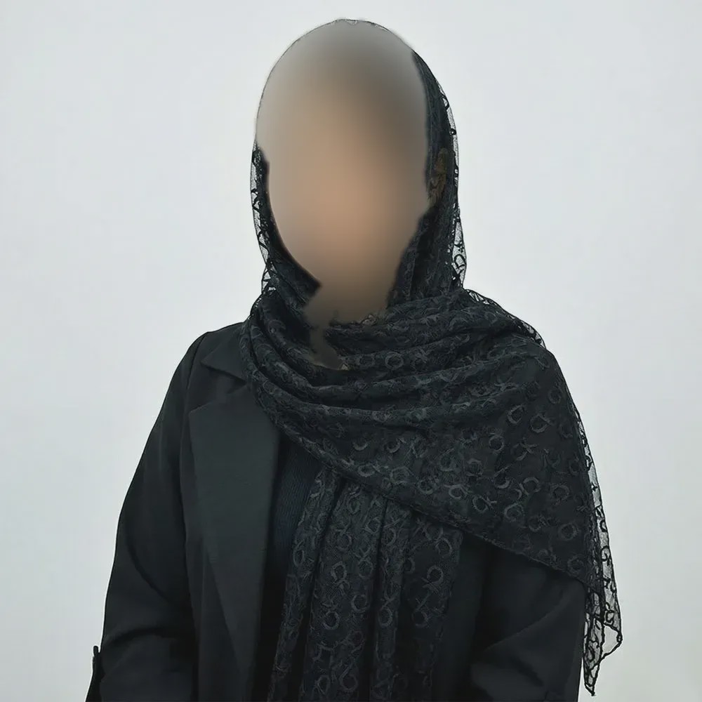 شال گیپور زنانه مشکی کد 10369 ابعاد 67 در 198 سانتیمتر