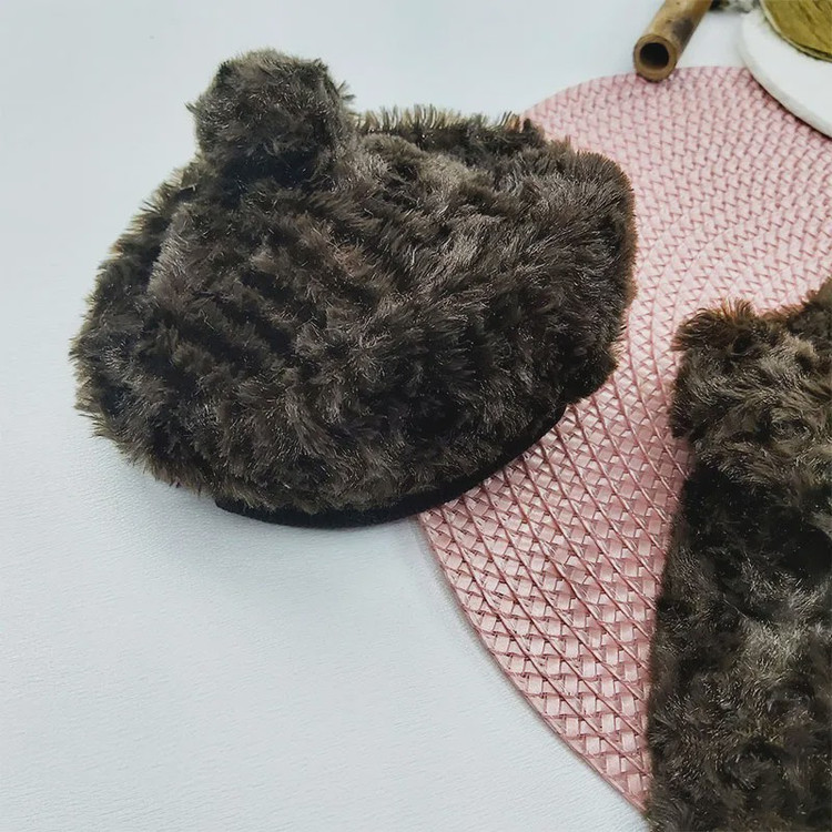 شنل پشمی دخترانه کلاهدار به همراه کیف رنگ قهوهای