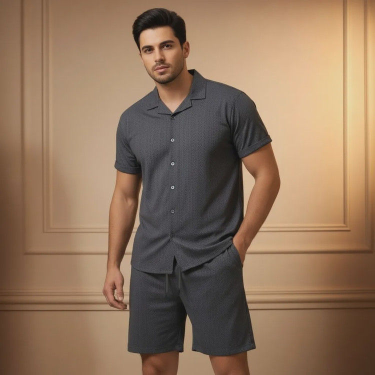 ست پیراهن و شلوارک مردانه پارچه مراکشی گرم بالا سایز L تا 3XL