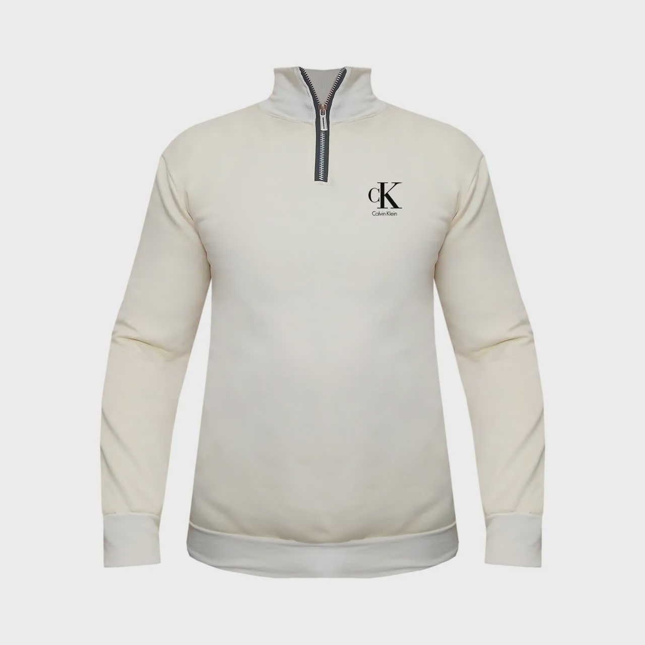 هودی نیم زیپ مردانه طرح CK مدل T965R کرم سایز L XL 2XL