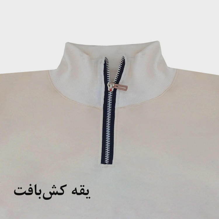 هودی نیم زیپ مردانه طرح CK مدل T965R کرم سایز L XL 2XL