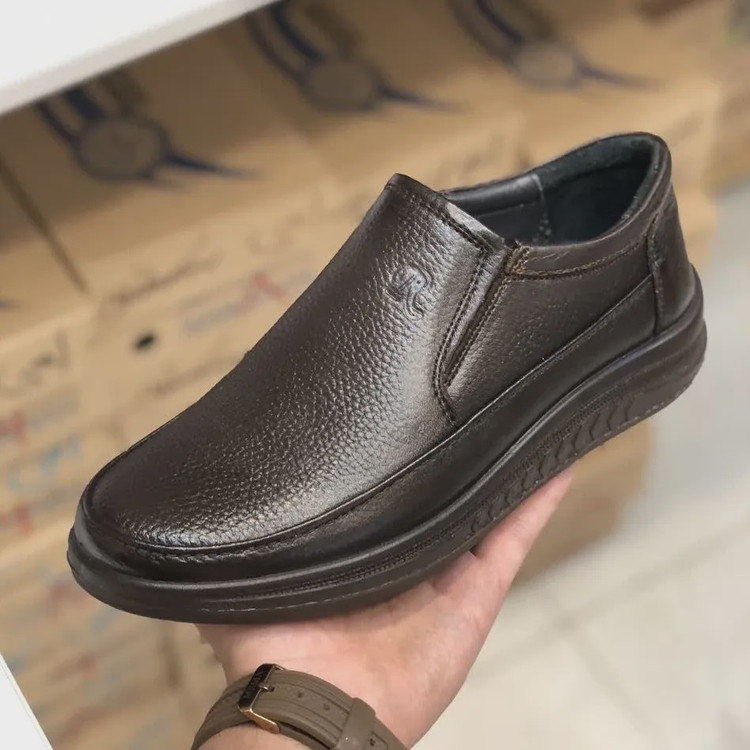 کفش چرم طبی مردانه رخشی مدل گالاس رنگ قهوه ای سوخته