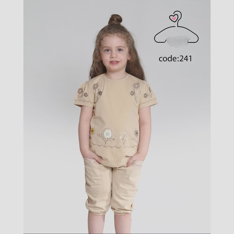ست تاپ و شلوارک دخترانه جنس بلوز پنبه لاکرا و شلوارک کتان سایز 40 تا 55