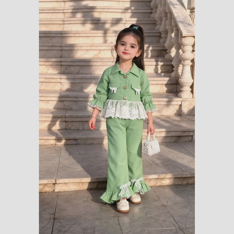 کت و شلوار دخترانه پارچه مازراتی با تاپ فانریپ سایز 40 تا 55