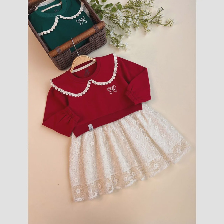پیراهن دخترانه مجلسی یلدایی دورس و تور سایز 40 تا 55