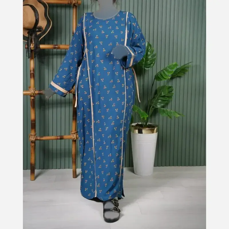 پیراهن نخی یال گل ململ U7585 (2)