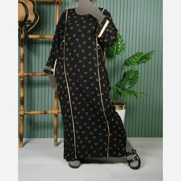 پیراهن نخی یال گل ململ U7585 (2)
