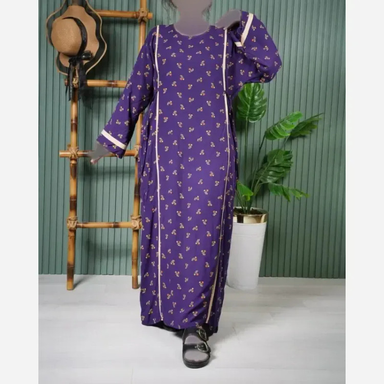 پیراهن نخی یال گل ململ U7585 (2)