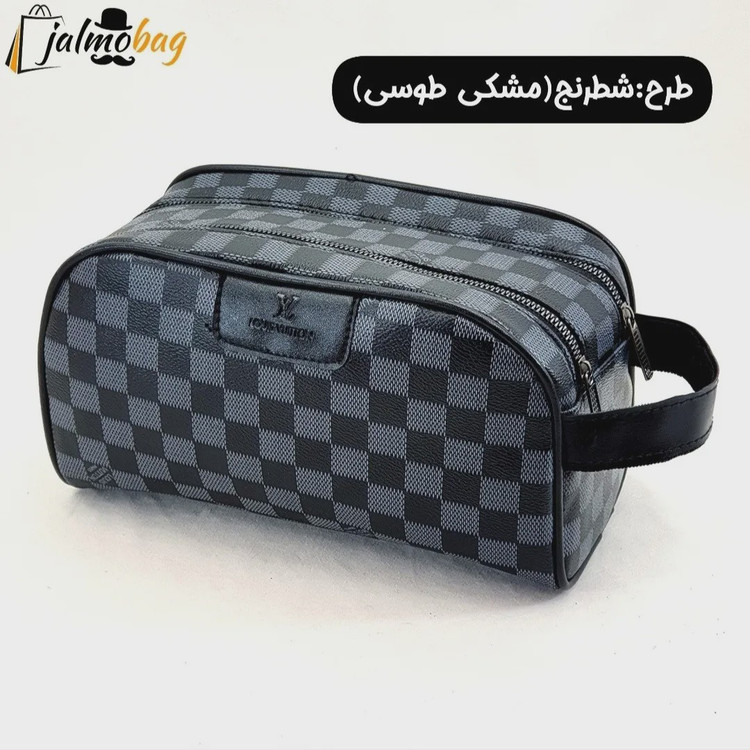 کیف دستی مردانه اسپرت طرحدار چرم صنعتی دو خانه