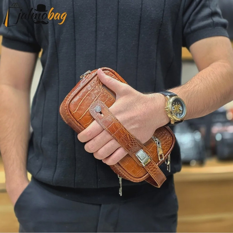 کیف دستی و دوشی چرم طبیعی گاوی دو خانه مدل شوزبگ