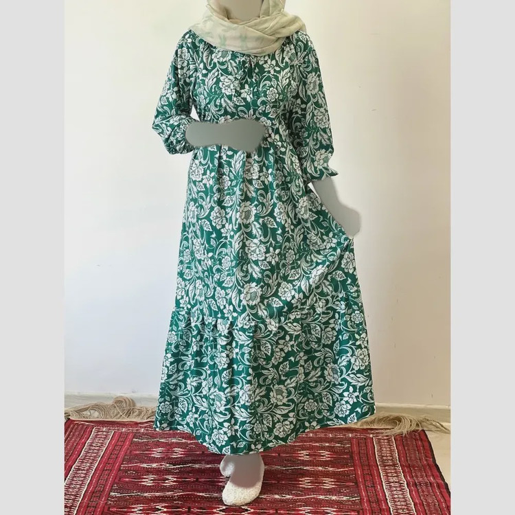 پیراهن ساحلی زنانه جنس فلور بوگاتی فری سایز قد 135
