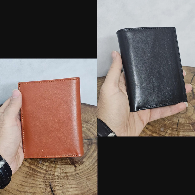 کیف پول چرم اصل گاوی جاکارتی دار دو برگ