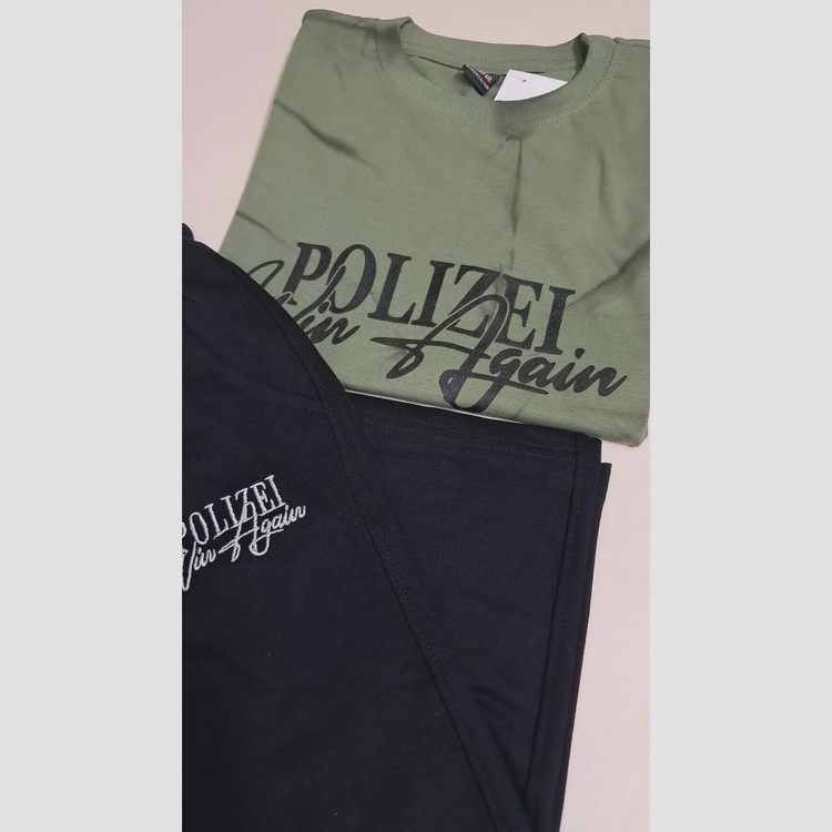 ست تیشرت و شلوارک پسرانه طرح polizei جنس پنبه لاکرا و دورس