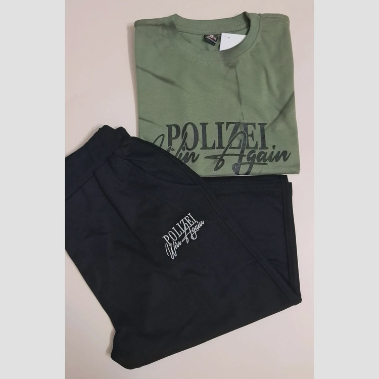 ست تیشرت و شلوارک پسرانه طرح polizei جنس پنبه لاکرا و دورس