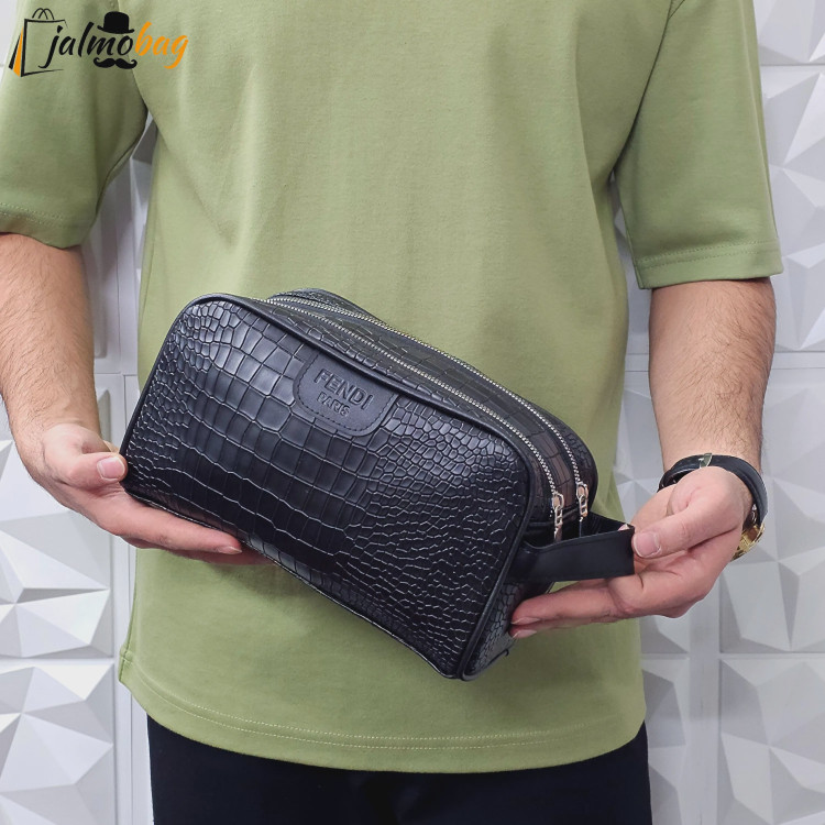 کیف دستی مردانه چرم صنعتی دو خانه مدل شوزبگ