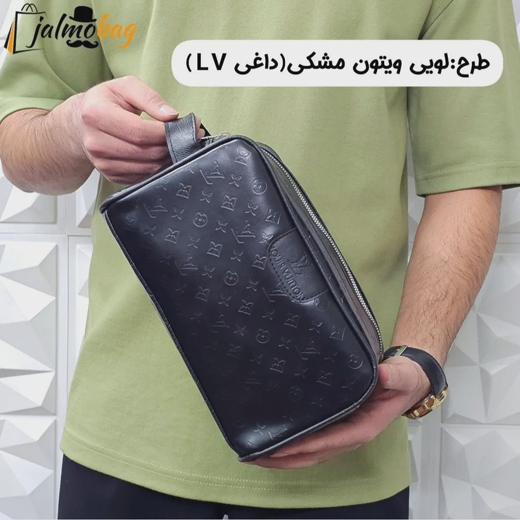 کیف دستی مردانه چرم صنعتی دو خانه مدل شوزبگ