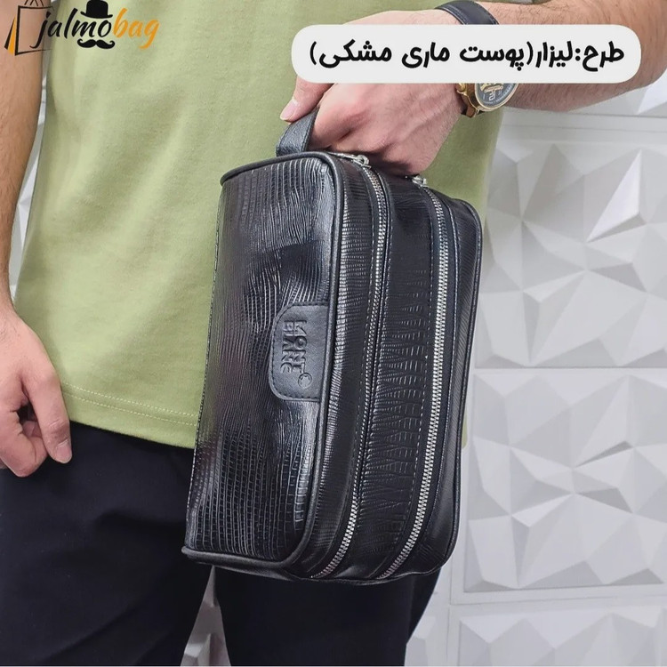کیف دستی مردانه چرم صنعتی دو خانه مدل شوزبگ