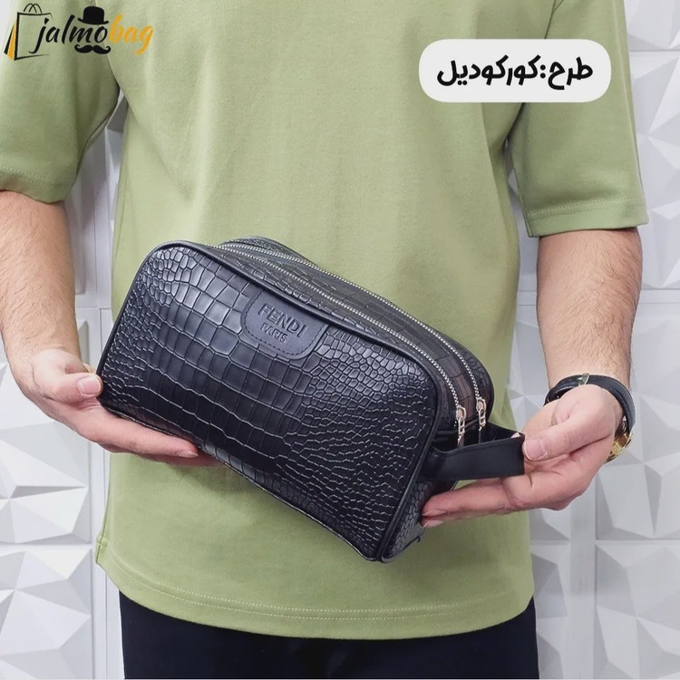 کیف دستی مردانه چرم صنعتی دو خانه مدل شوزبگ