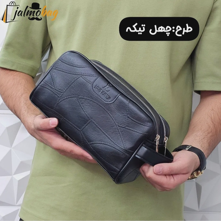 کیف دستی مردانه چرم صنعتی دو خانه مدل شوزبگ