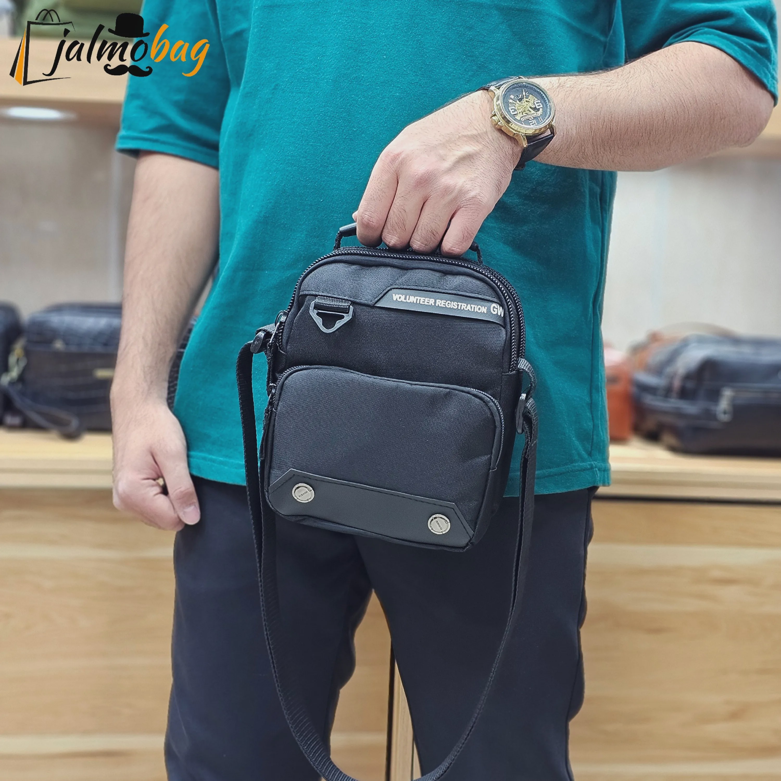 کیف دوشی دستی مردانه برزنتی اعلاء دو خانه ضخیم