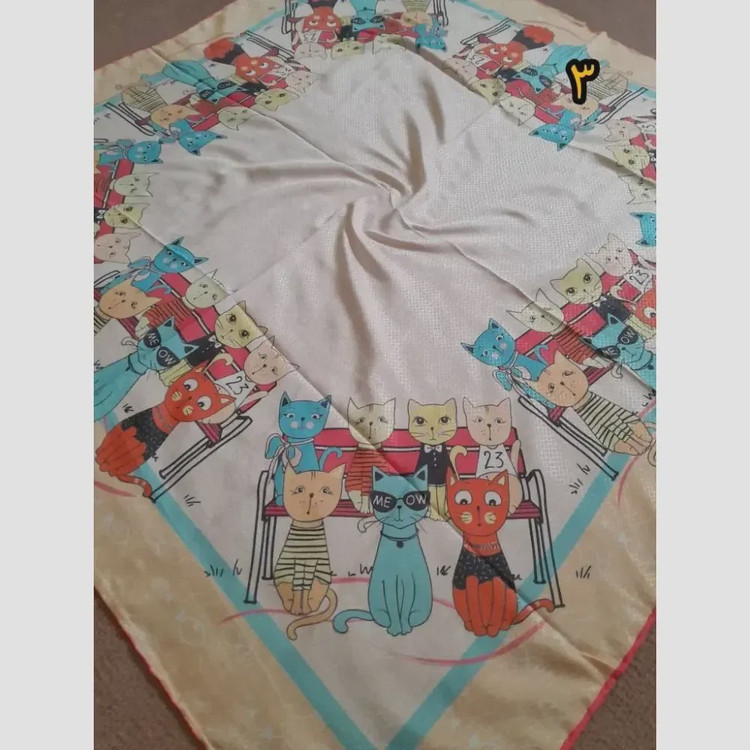روسری دخترانه سوپرنخ فانتزی دست دوز قواره 100
