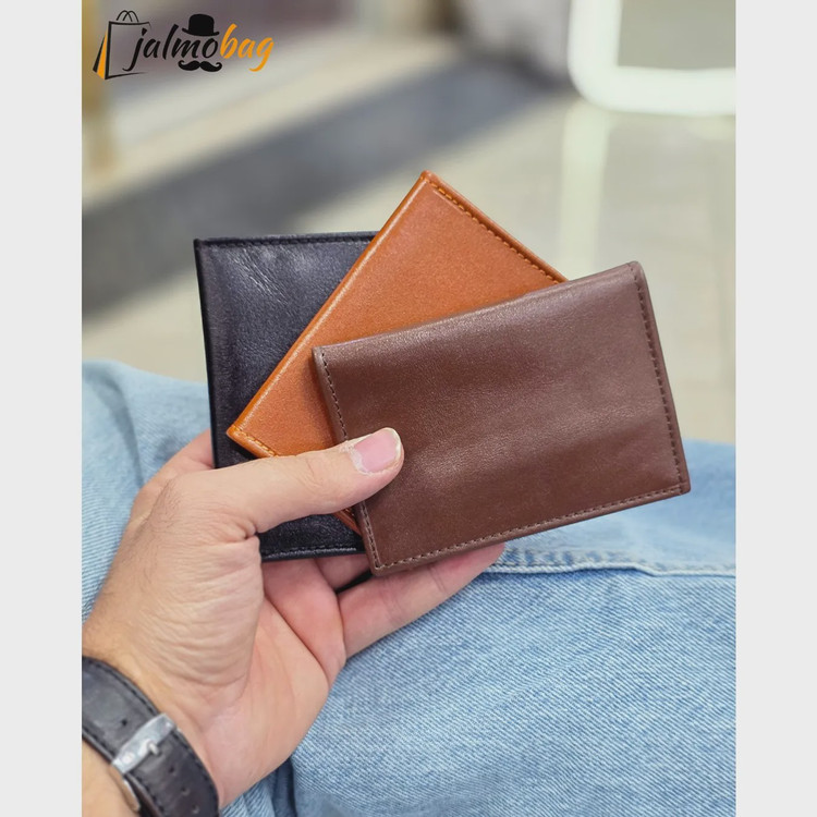 جاکارتی چرم طبیعی گاوی مدل برگی دارای 4 جای کارت