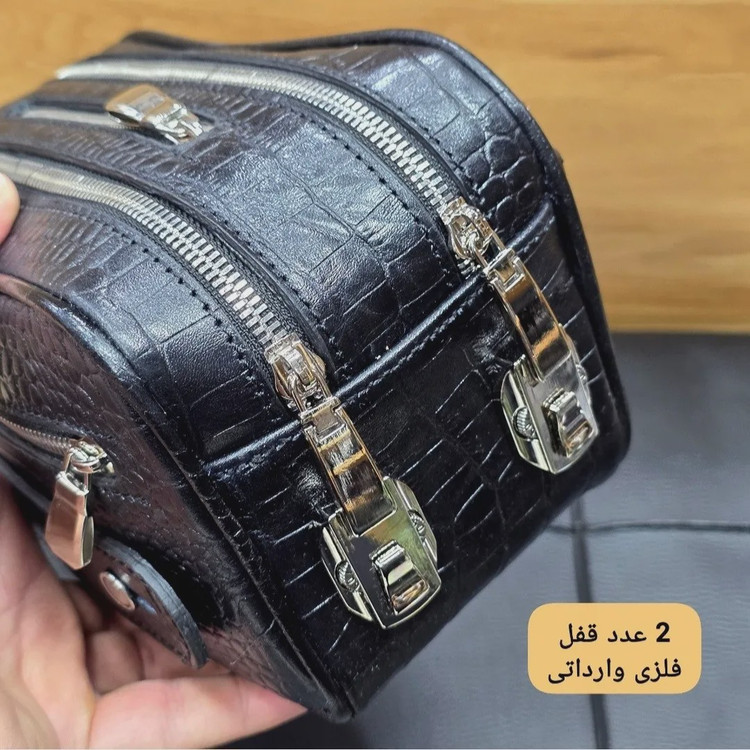 کیف دستی چرم طبیعی چرم ظفر دو خانه با جاکارتی و رمزدار