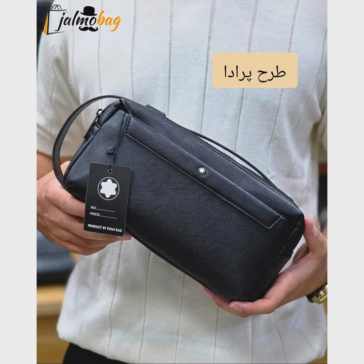 کیف دستی دوحالته چرم وارداتی مونت بلانک مدل دبل فیس 4 زیپ