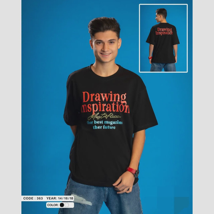 تیشرت نوجوان سایز بزرگ با طرح Drawing در دو رنگ سفید و مشکی