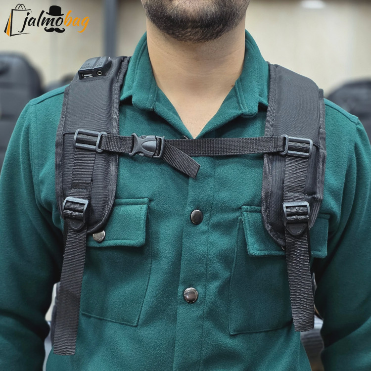 کوله پشتی اسپرت 11 زیپ پارچه ریپس وارداتی با محفظه لپ تاپ