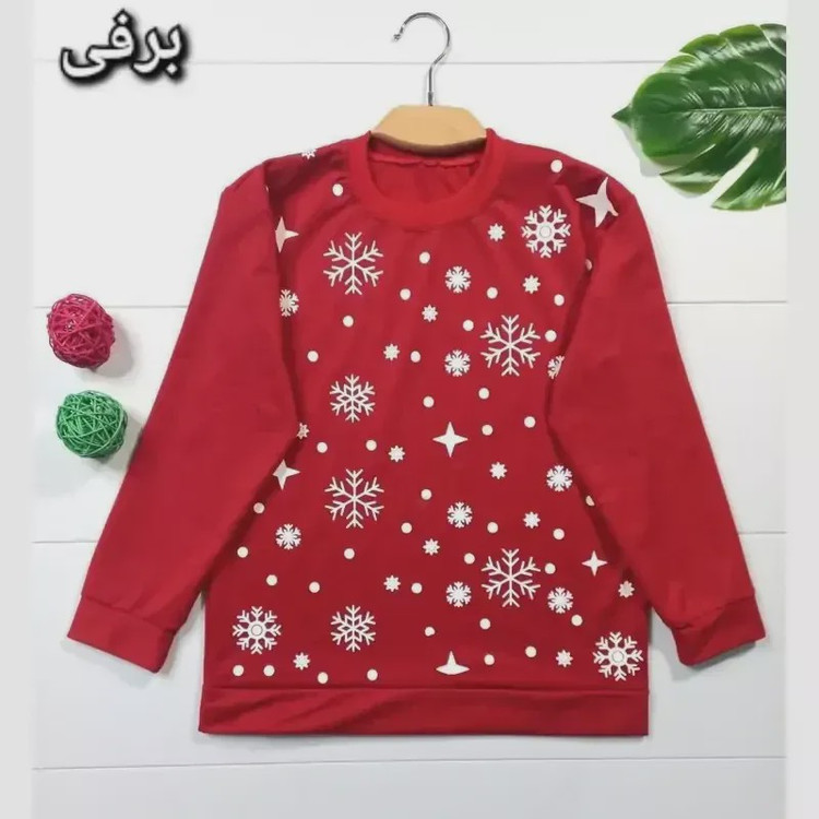 بلوز دخترانه و زنانه طرح دار قرمز جنس پنبه پلی استر سایز 38 تا 44