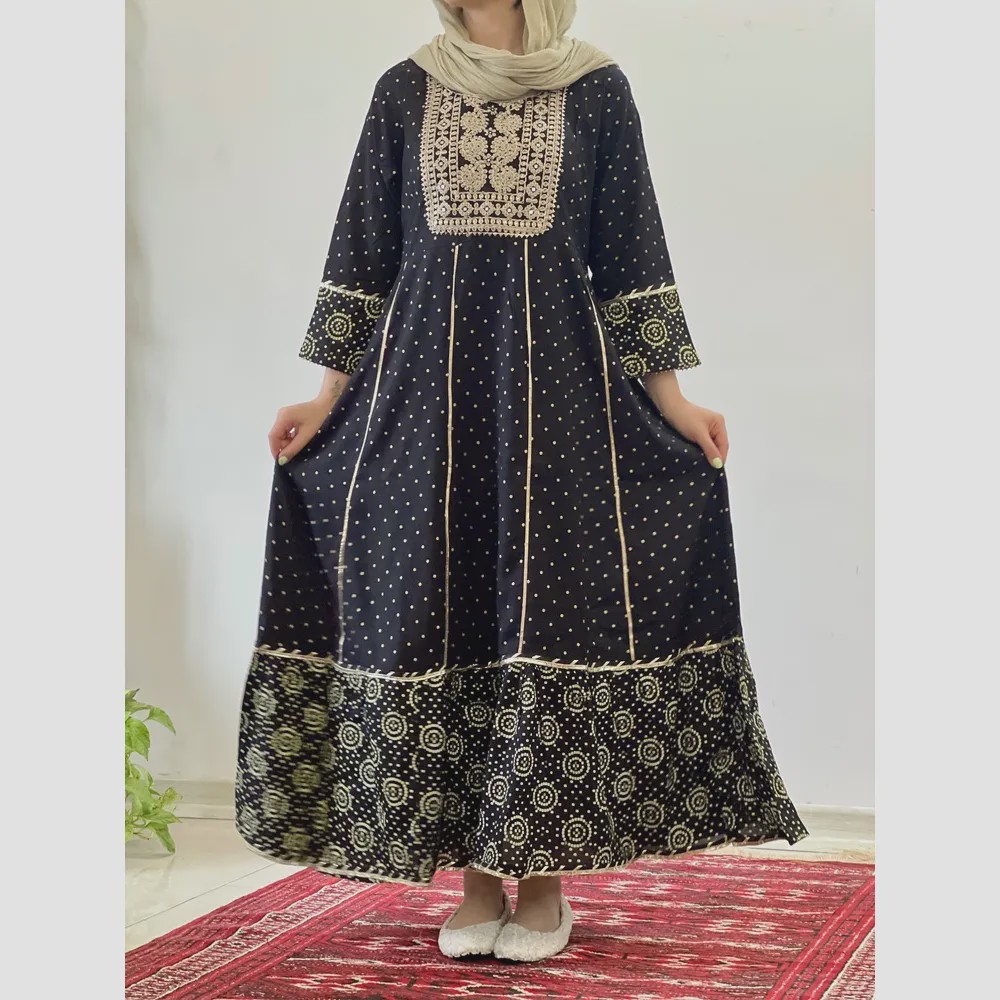 کرتی هندی زنانه جنس نخ وارداتی سایز بزرگ مدل کلوش قد 135