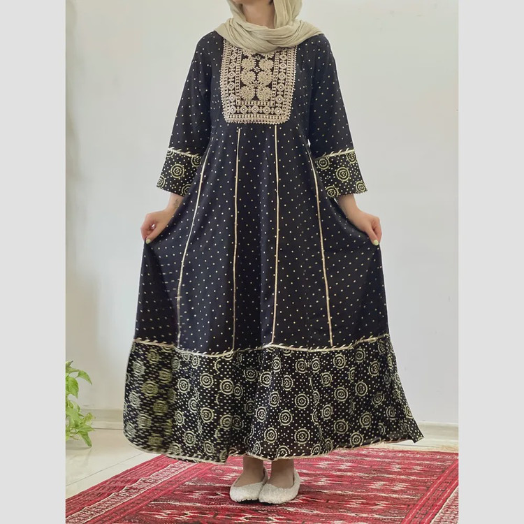 کرتی هندی زنانه جنس نخ وارداتی سایز بزرگ مدل کلوش قد 135
