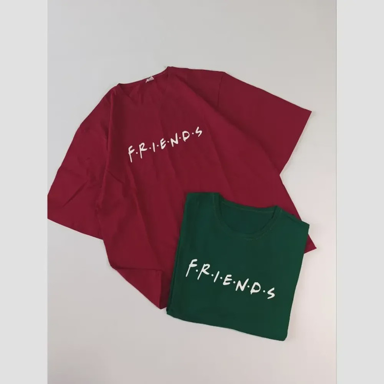 تیشرت باکسی لش زنانه طرح friends جنس سوپر پنبه قواره دار